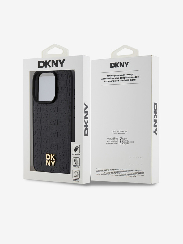 DKNY PU kožna ponovljena šara s logotipom Magsafe stražnja maska ​​za iPhone 13 Pro Max crna DKNY