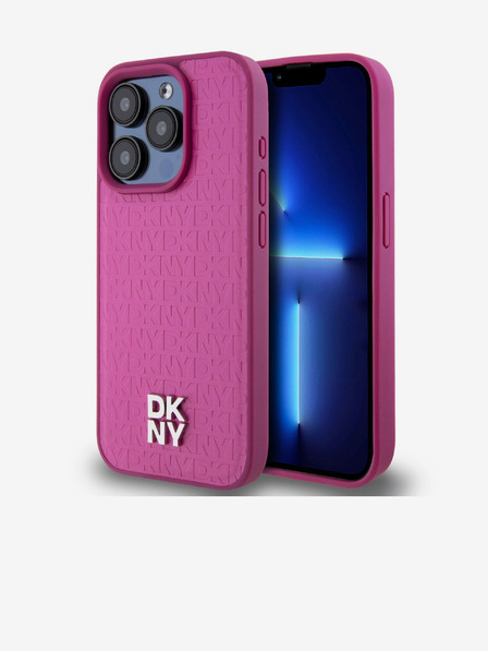 DKNY PU kožna ponovljena šara s logotipom Magsafe stražnja maska ​​za iPhone 15 Pro Max ružičasta DKNY