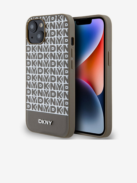 DKNY PU kožna donja traka s ponavljajućim uzorkom MagSafe stražnja maska ​​za iPhone 14 smeđa DKNY