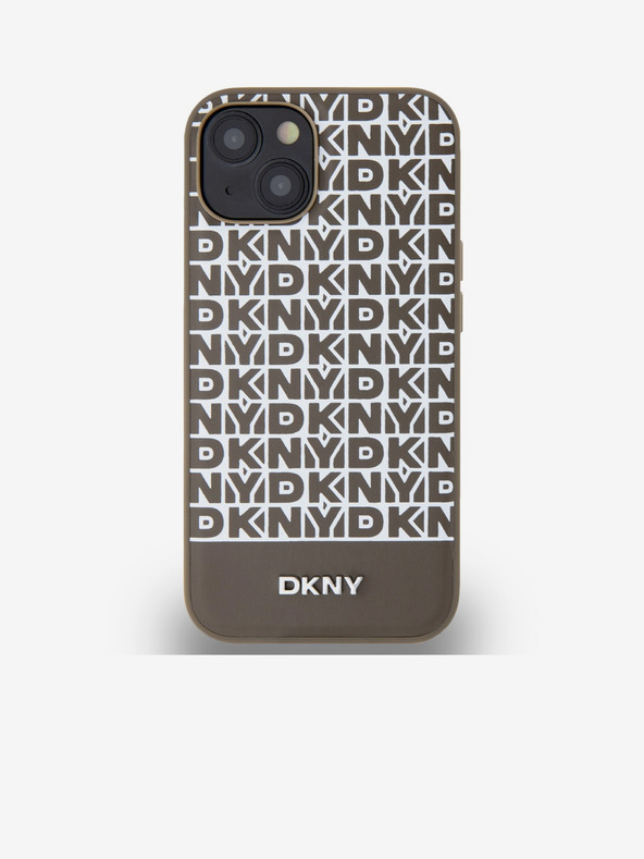 DKNY PU kožna donja traka s ponavljajućim uzorkom MagSafe stražnja maska ​​za iPhone 14 smeđa DKNY