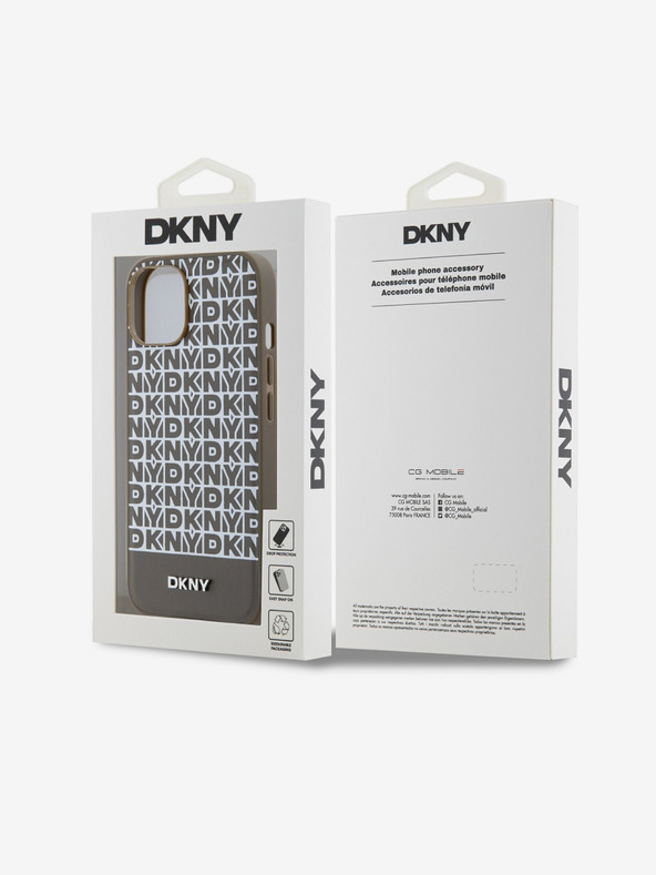DKNY PU kožna donja traka s ponavljajućim uzorkom MagSafe stražnja maska ​​za iPhone 14 smeđa DKNY