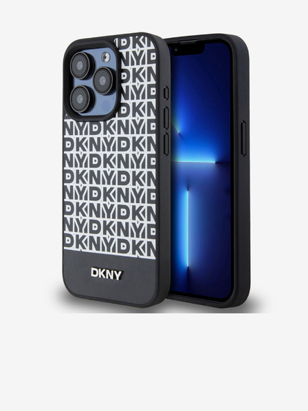 DKNY PU kožna donja traka s ponavljajućim uzorkom MagSafe stražnja maska ​​za iPhone 15 Pro Max crna DKNY