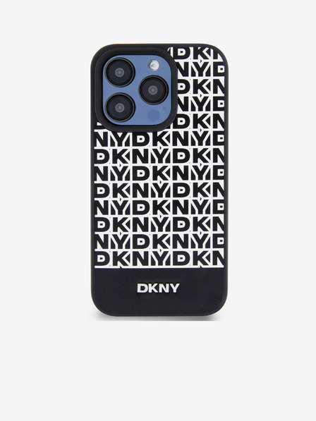 DKNY PU kožna donja traka s ponavljajućim uzorkom MagSafe stražnja maska ​​za iPhone 15 Pro Max crna DKNY