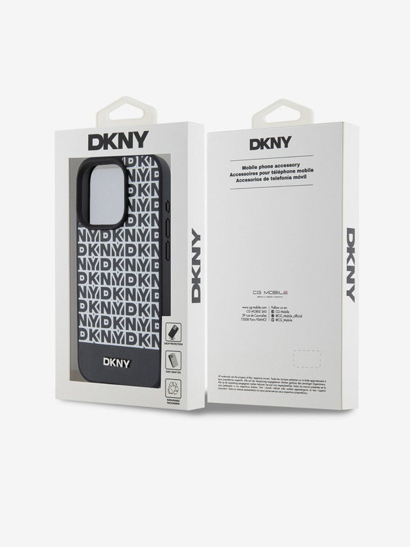 DKNY PU kožna donja traka s ponavljajućim uzorkom MagSafe stražnja maska ​​za iPhone 15 Pro Max crna DKNY
