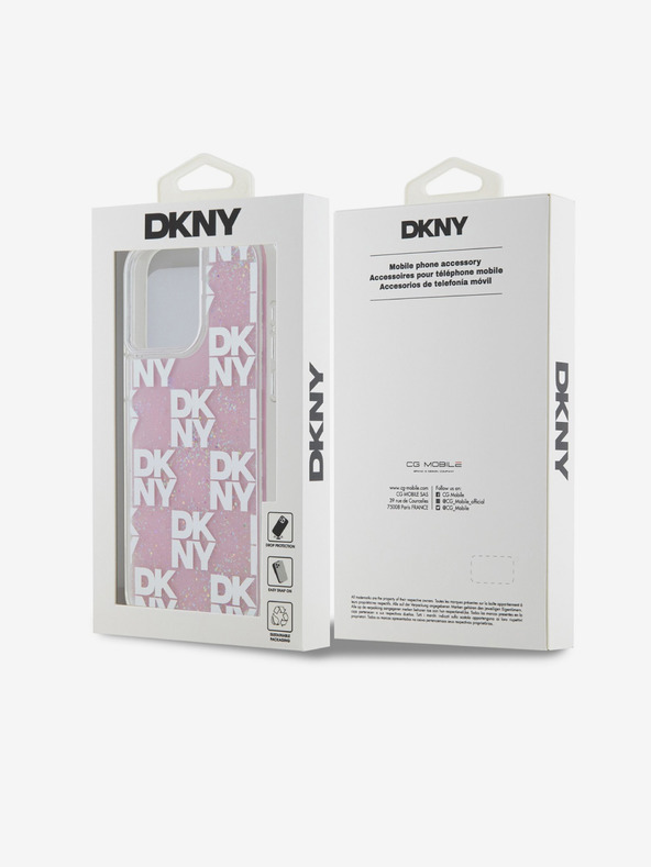 DKNY Stražnja maska ​​s tekućim svjetlucavim kariranim uzorkom za iPhone 15 Pro Max ružičasta DKNY