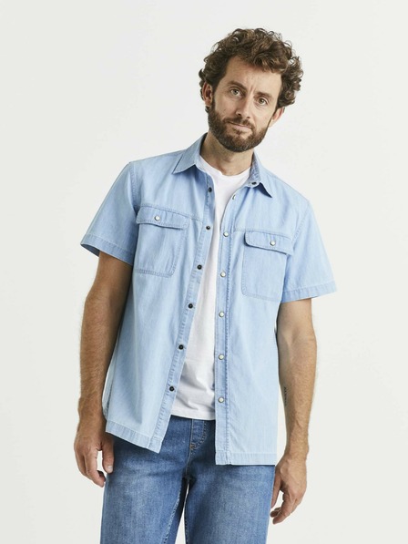 Celio Svijetloplava muška traper košulja s Celio džepovima