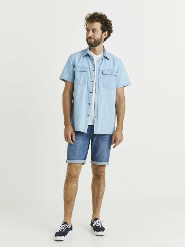 Celio Svijetloplava muška traper košulja s Celio džepovima