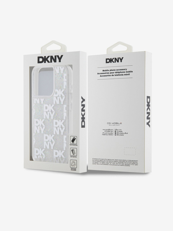DKNY Stražnja maska ​​s tekućim svjetlucavim kariranim uzorkom za iPhone 15 Pro prozirna DKNY