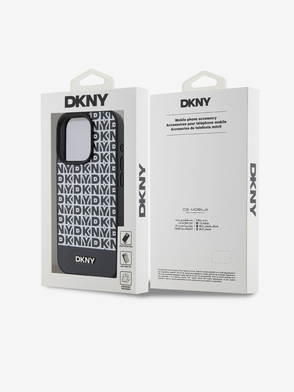 DKNY PU kožna donja traka s ponavljajućim uzorkom MagSafe stražnja maska ​​za iPhone 14 Pro Max crna DKNY
