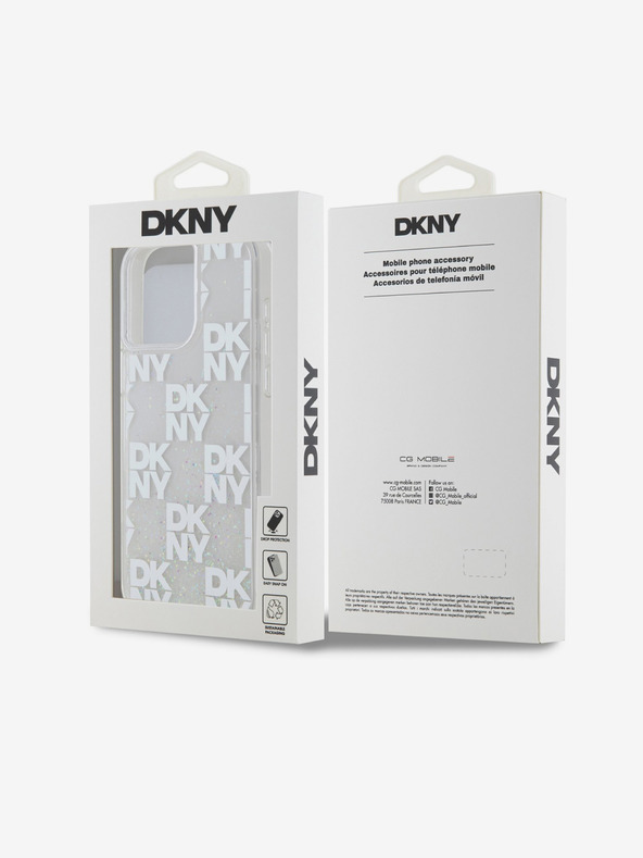 DKNY Stražnja maska ​​s tekućim svjetlucavim kariranim uzorkom za iPhone 15 Pro Max prozirna DKNY