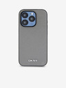 DKNY PU kožna srebrna metalna stražnja maska ​​Magsafe s logotipom za iPhone 15 Pro siva DKNY