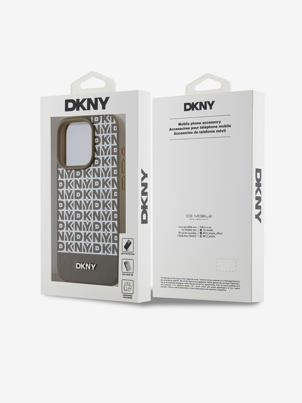 DKNY PU kožna donja traka s ponavljajućim uzorkom MagSafe stražnja maska ​​za iPhone 14 Pro Max smeđa DKNY