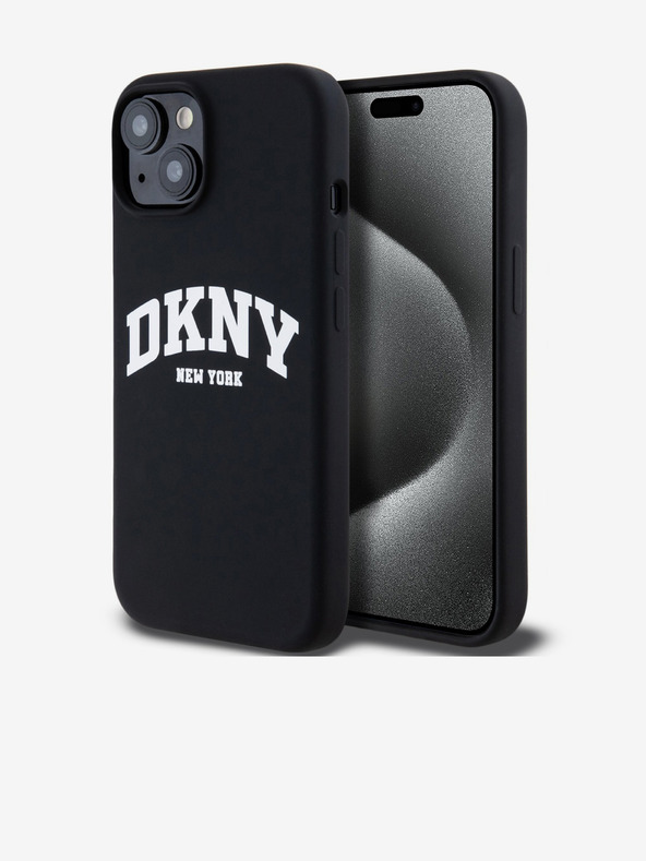 DKNY Liquid Silicone Arch Logo MagSafe stražnja maska ​​za iPhone 15 crna DKNY