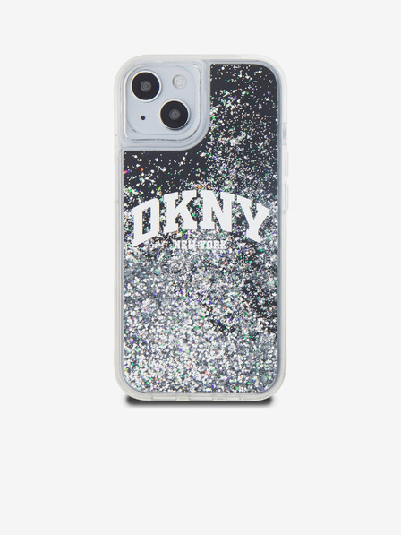 DKNY Stražnja maska ​​s logotipom Liquid Glitter Arch za iPhone 15 crna DKNY