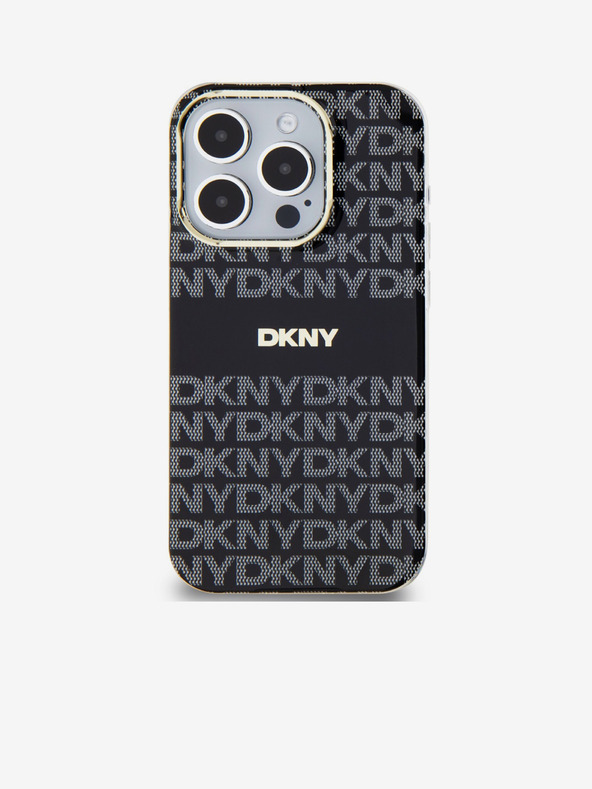DKNY PC/TPU ponavljajući uzorak Tonal Stripe Magsafe stražnja maska ​​za iPhone 15 Pro crna DKNY