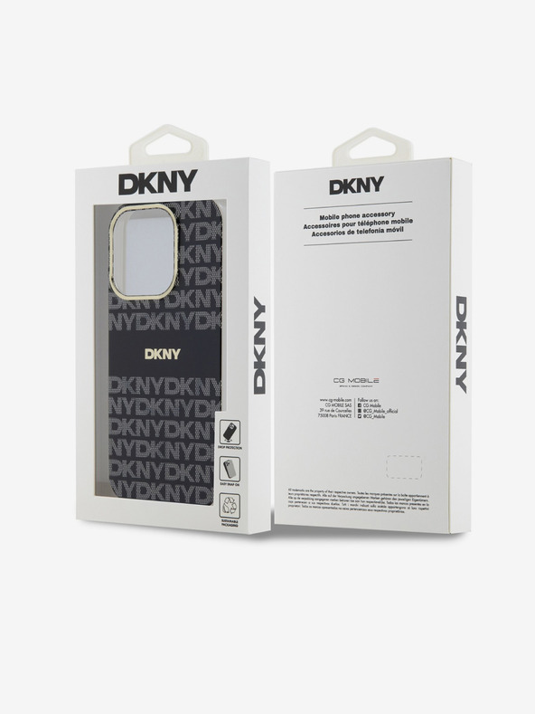 DKNY PC/TPU ponavljajući uzorak Tonal Stripe Magsafe stražnja maska ​​za iPhone 15 Pro crna DKNY
