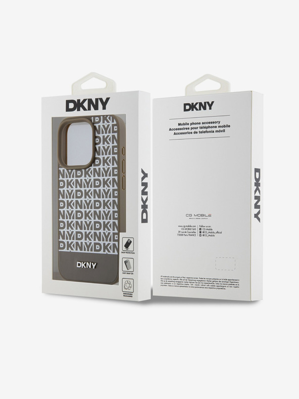 DKNY PU kožna donja traka s ponavljajućim uzorkom MagSafe stražnja maska ​​za iPhone 13 Pro Max smeđa DKNY