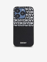 DKNY PU kožna stražnja maska ​​s džepom za karticu s ponavljajućim uzorkom za iPhone 15 Pro crna DKNY