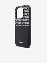 DKNY PU kožna stražnja maska ​​s džepom za karticu s ponavljajućim uzorkom za iPhone 15 Pro crna DKNY