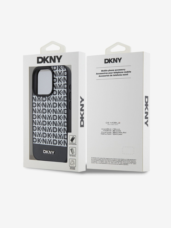 DKNY PU kožna donja traka s ponavljajućim uzorkom MagSafe stražnja maska ​​za iPhone 13 Pro Max crna DKNY