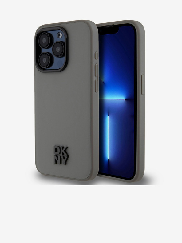 DKNY Stražnja maska ​​Magsafe s logotipom od PU kože za iPhone 15 Pro siva DKNY