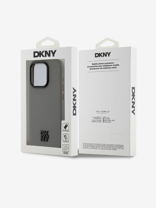 DKNY Stražnja maska ​​Magsafe s logotipom od PU kože za iPhone 15 Pro siva DKNY