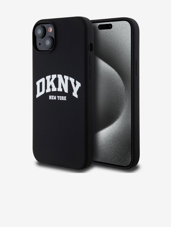 DKNY Liquid Silicone Arch Logo MagSafe stražnja maska ​​za iPhone 15 Plus crna DKNY