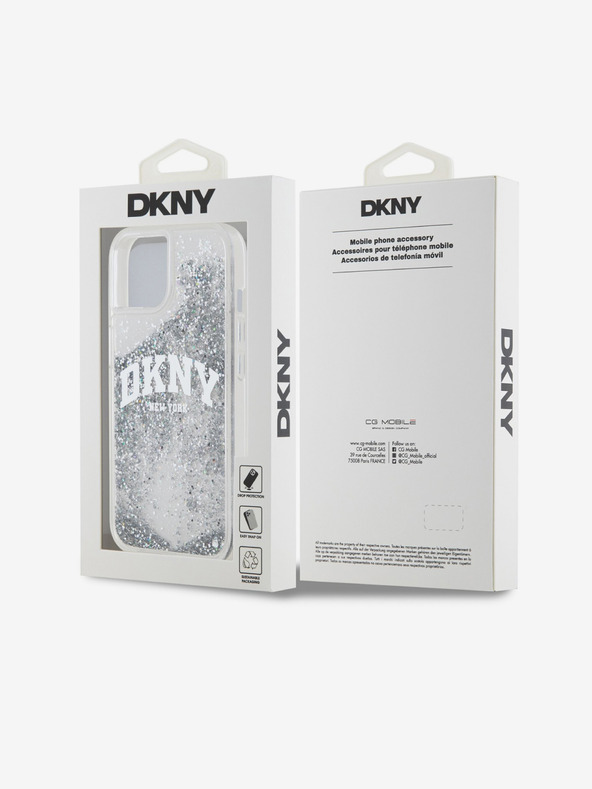 DKNY Stražnja maska ​​s logotipom Liquid Glitter Arch za iPhone 14 prozirna DKNY