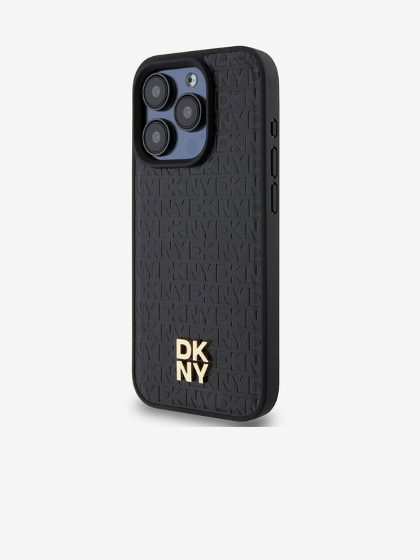 DKNY PU kožna ponovljena šara s logotipom Magsafe stražnja maska ​​za iPhone 14 Pro Max crna DKNY