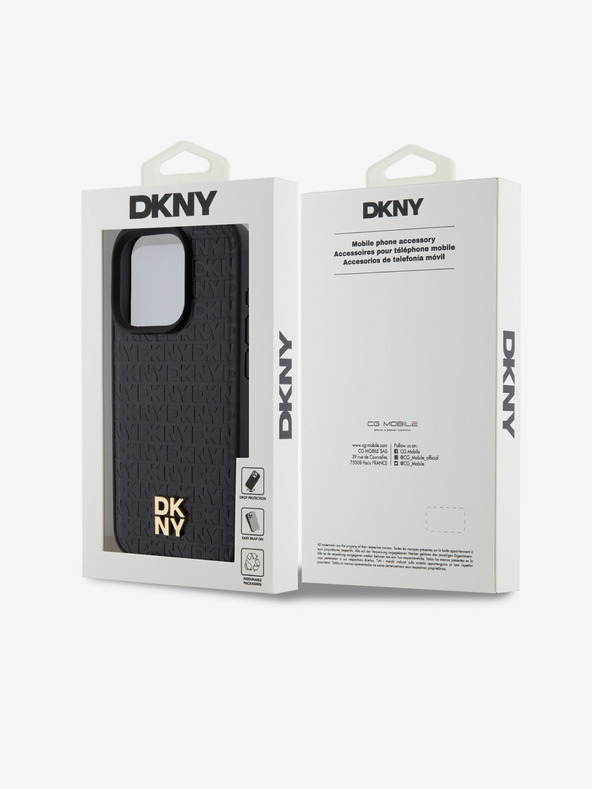 DKNY PU kožna ponovljena šara s logotipom Magsafe stražnja maska ​​za iPhone 14 Pro Max crna DKNY