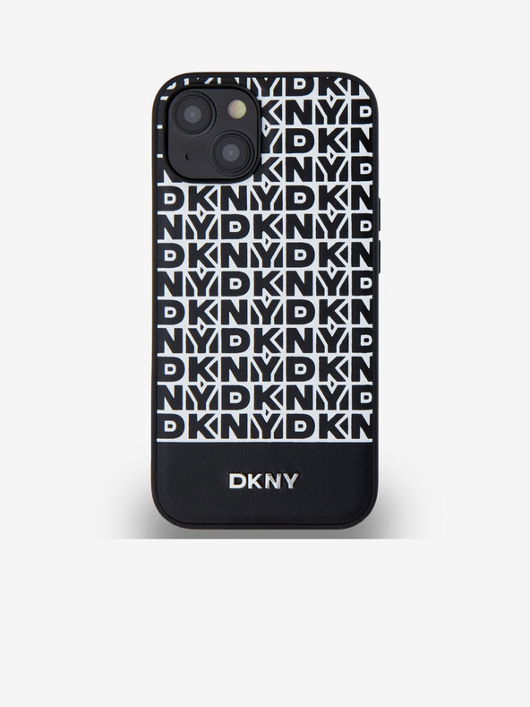 DKNY PU kožna donja traka s ponavljajućim uzorkom MagSafe stražnja maska ​​za iPhone 14 crna DKNY