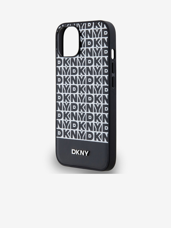 DKNY PU kožna donja traka s ponavljajućim uzorkom MagSafe stražnja maska ​​za iPhone 14 crna DKNY