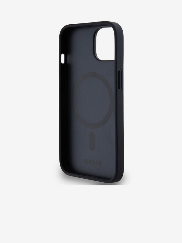 DKNY PU kožna donja traka s ponavljajućim uzorkom MagSafe stražnja maska ​​za iPhone 14 crna DKNY