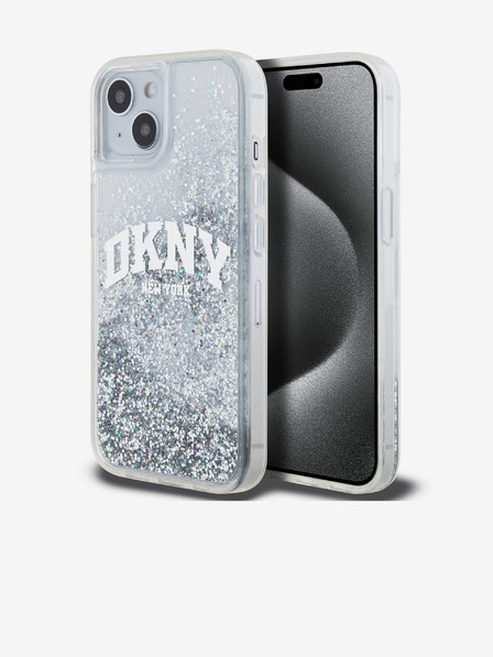 DKNY Stražnja maska ​​s logotipom Liquid Glitter Arch za iPhone 15 prozirna DKNY