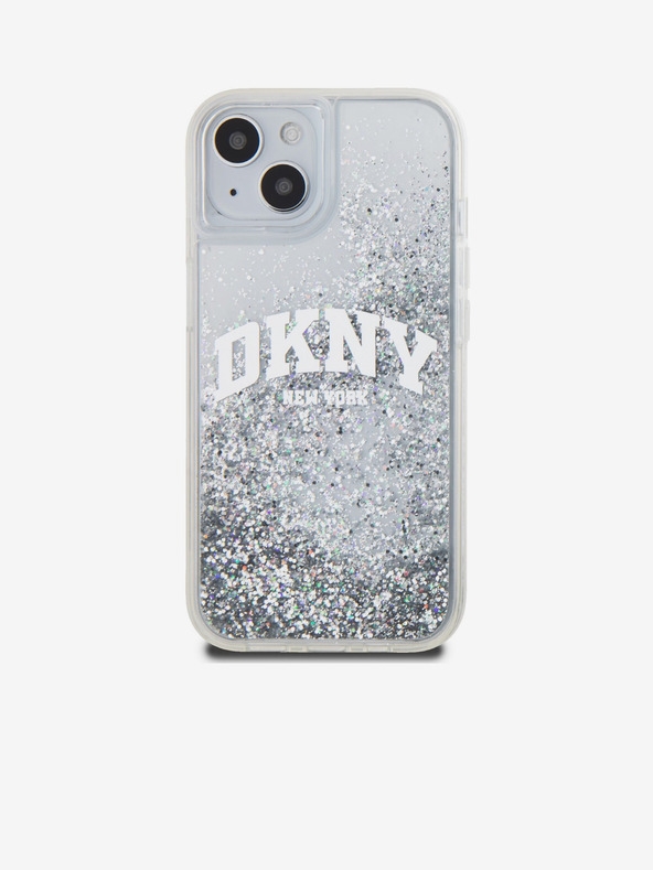DKNY Stražnja maska ​​s logotipom Liquid Glitter Arch za iPhone 15 prozirna DKNY