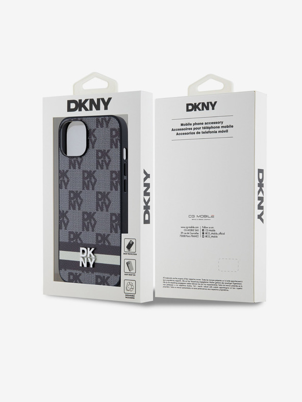 DKNY Stražnja maska ​​s kariranim uzorkom i prugama od PU kože za iPhone 14 crna DKNY