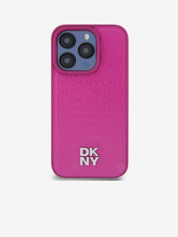 DKNY PU kožna ponovljena šara s logotipom Magsafe stražnja maska ​​za iPhone 15 Pro ružičasta DKNY