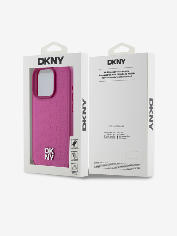 DKNY PU kožna ponovljena šara s logotipom Magsafe stražnja maska ​​za iPhone 15 Pro ružičasta DKNY
