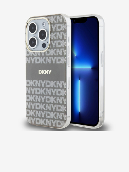 DKNY PC/TPU ponavljajući uzorak Tonal Stripe Magsafe stražnja maska ​​za iPhone 15 Pro Bež DKNY