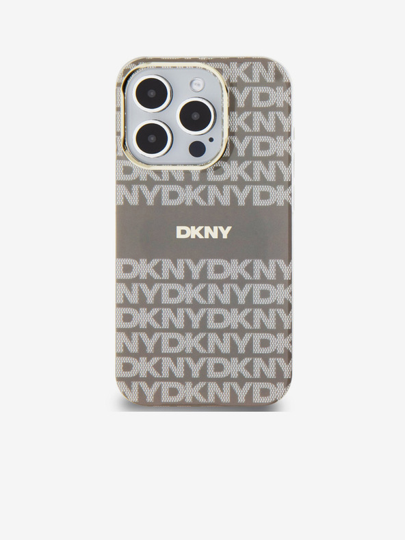 DKNY PC/TPU ponavljajući uzorak Tonal Stripe Magsafe stražnja maska ​​za iPhone 15 Pro Bež DKNY
