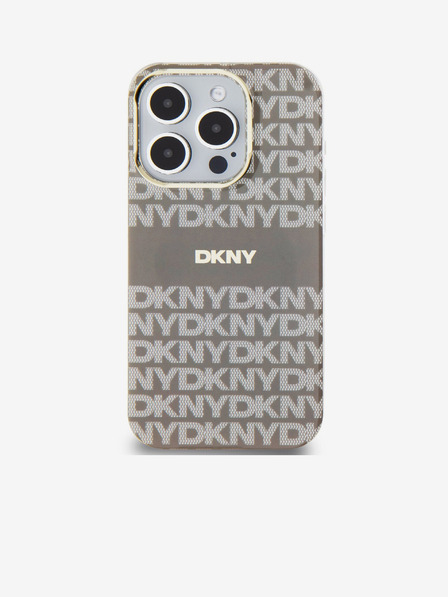 DKNY PC/TPU ponavljajući uzorak Tonal Stripe Magsafe stražnja maska ​​za iPhone 15 Pro Bež DKNY