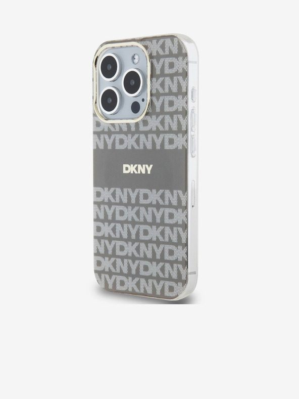 DKNY PC/TPU ponavljajući uzorak Tonal Stripe Magsafe stražnja maska ​​za iPhone 15 Pro Bež DKNY