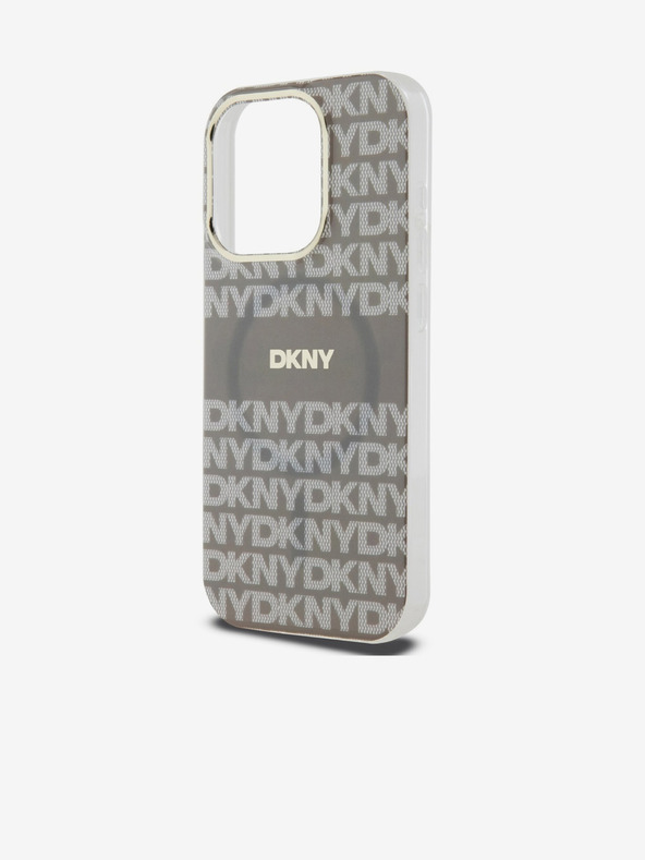 DKNY PC/TPU ponavljajući uzorak Tonal Stripe Magsafe stražnja maska ​​za iPhone 15 Pro Bež DKNY