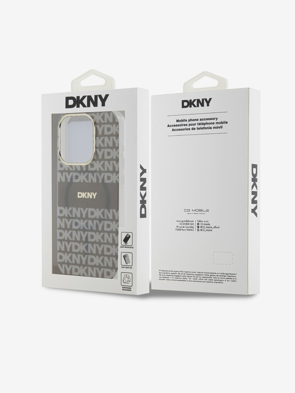 DKNY PC/TPU ponavljajući uzorak Tonal Stripe Magsafe stražnja maska ​​za iPhone 15 Pro Bež DKNY