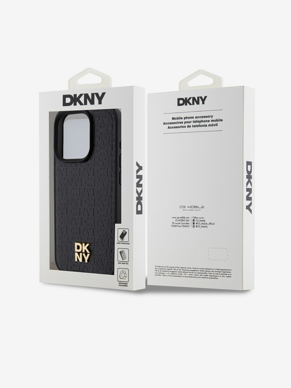 DKNY PU kožna ponovljena šara s logotipom Magsafe stražnja maska ​​za iPhone 15 Pro crna DKNY