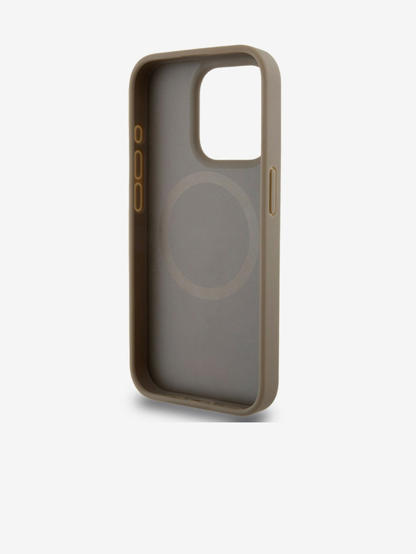 DKNY PU kožna donja traka s ponavljajućim uzorkom MagSafe stražnja maska ​​za iPhone 15 Pro smeđa DKNY