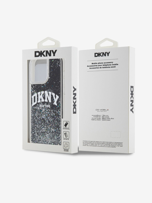 DKNY Stražnja maska ​​s logotipom Liquid Glitter Arch za iPhone 13 Pro crna DKNY