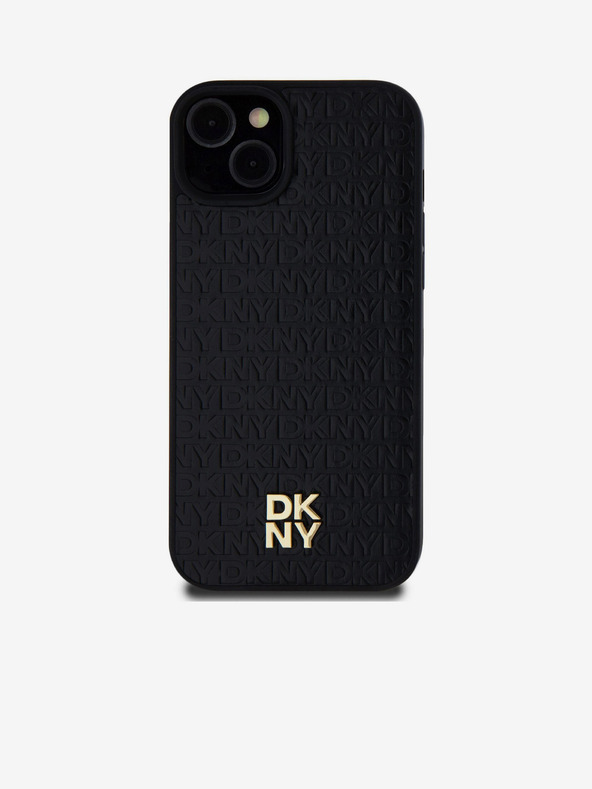 DKNY PU kožna ponovljena šara s logotipom Magsafe stražnja maska ​​za iPhone 15 Plus crna DKNY
