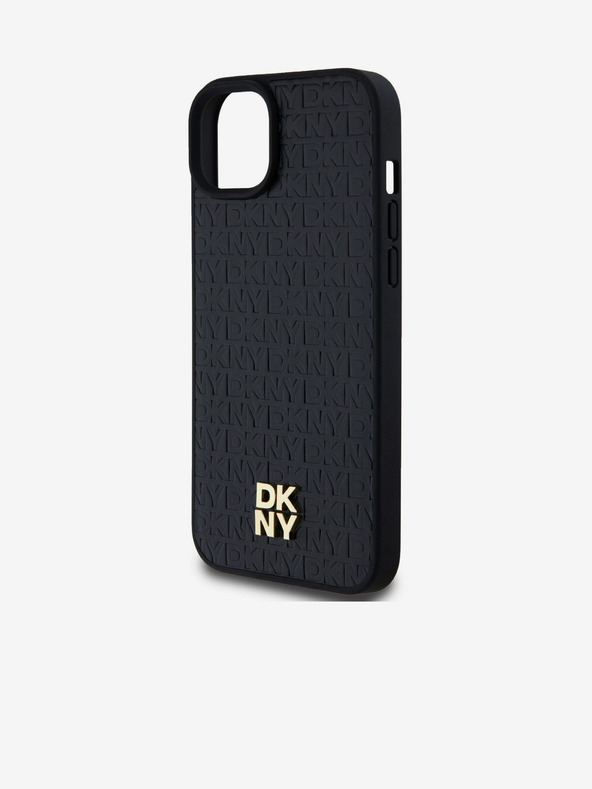 DKNY PU kožna ponovljena šara s logotipom Magsafe stražnja maska ​​za iPhone 15 Plus crna DKNY