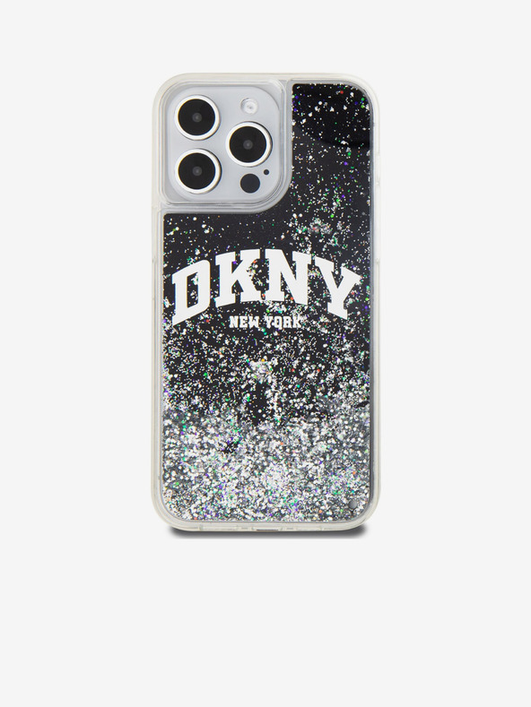 DKNY Stražnja maska ​​s logotipom Liquid Glitter Arch za iPhone 14 Pro crna DKNY